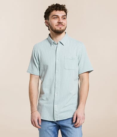 7Diamonds Seersucker Striped Shirt front view