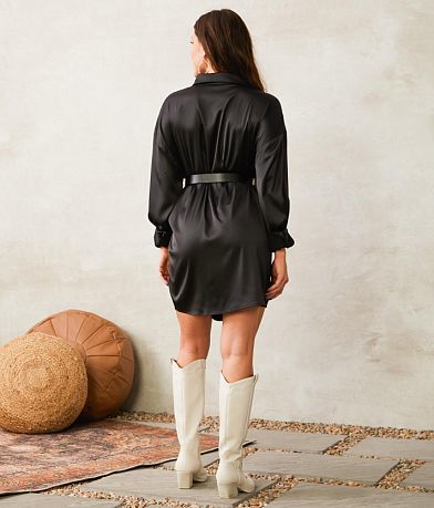 Mable Flowy Satin Tunic Blouse BACK