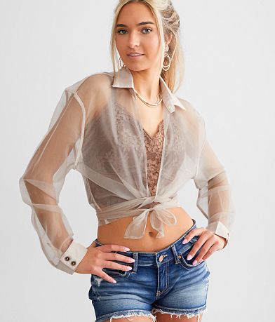 Mable Front Tie Sheer Top front view