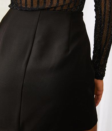 Main Strip Rhinestone Fringe Mini Skirt back pocket view