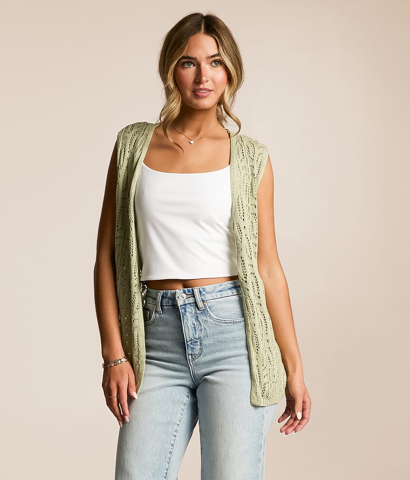 Front Tie Cardigan Sweater Vest - thumbnail 2