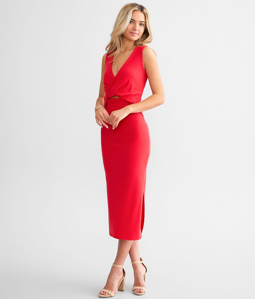Willow &#38; Root Twisted Surplice Midi Dress front view