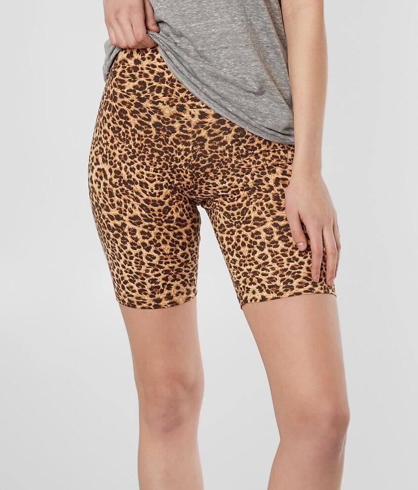 BKE Knit Bermuda Biker Short Women s Shorts in Cheetah Buckle