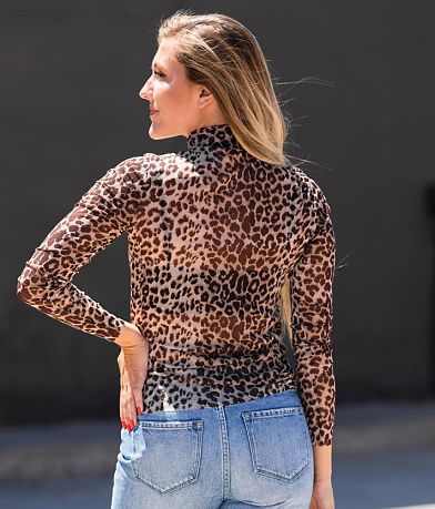 Willow &amp; Root Cheetah Print Mesh Top back view
