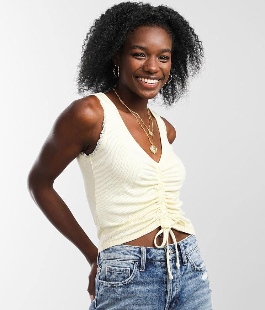 AE Cropped Cinch-Front Tank Top