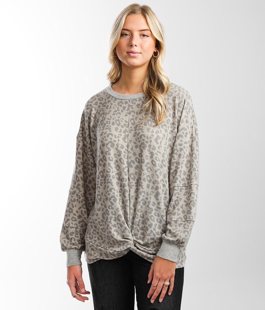 BKE Leopard Print Pullover front view