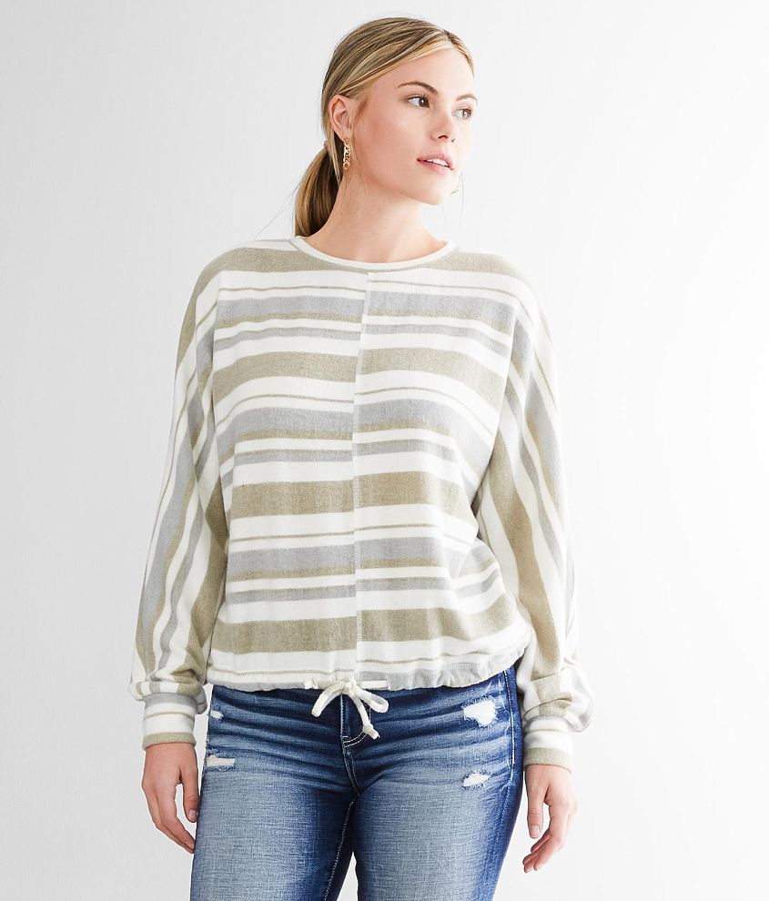 BKE Striped Dolman Top front view