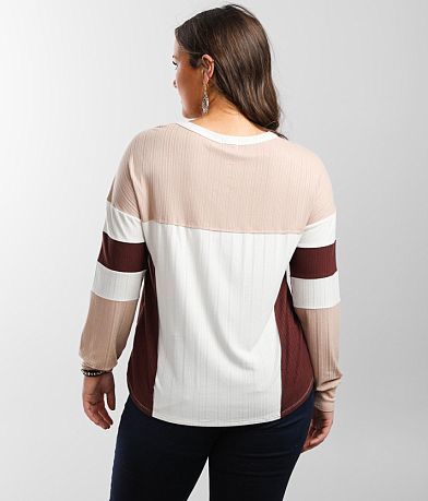 BKE Color Block Knit Top back view