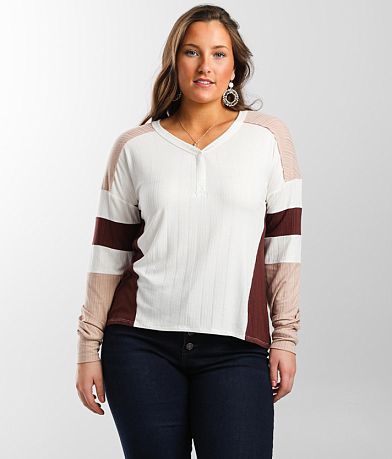 BKE Color Block Knit Top full left side view