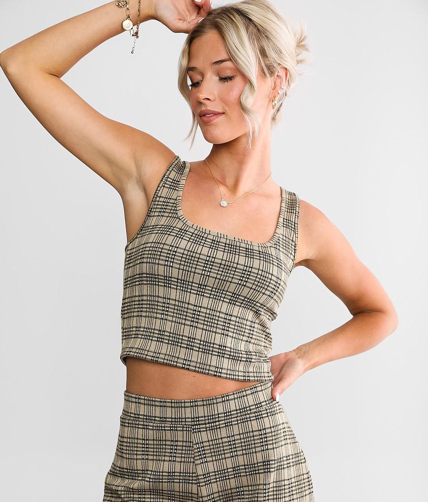 Willow &#38; Root Plaid Cropped Tank Top front view