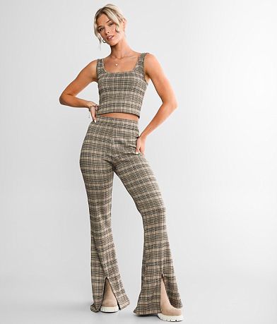 Willow &amp; Root Plaid Split Flare Pant MISC_DETAIL_1
