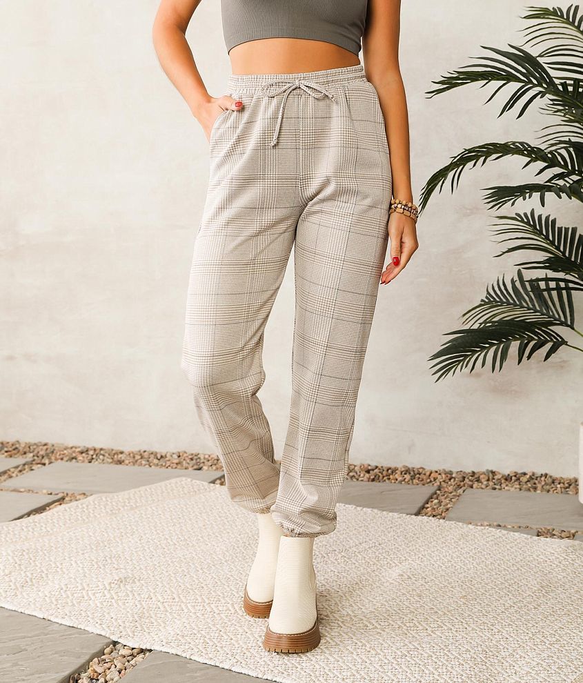 Willow & Root Plaid Knit Jogger - Women's Pants in Cream Tan | Buckle