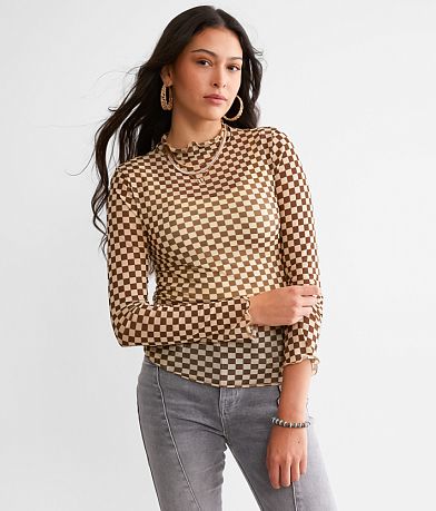 Willow &amp; Root Checkered Mesh Top FULL_LEFT_SIDE