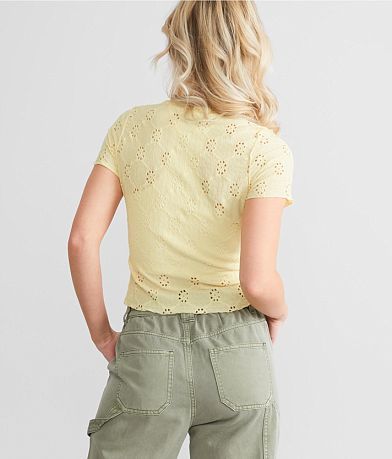 FITZ + EDDI Pointelle Split Neck Top back view