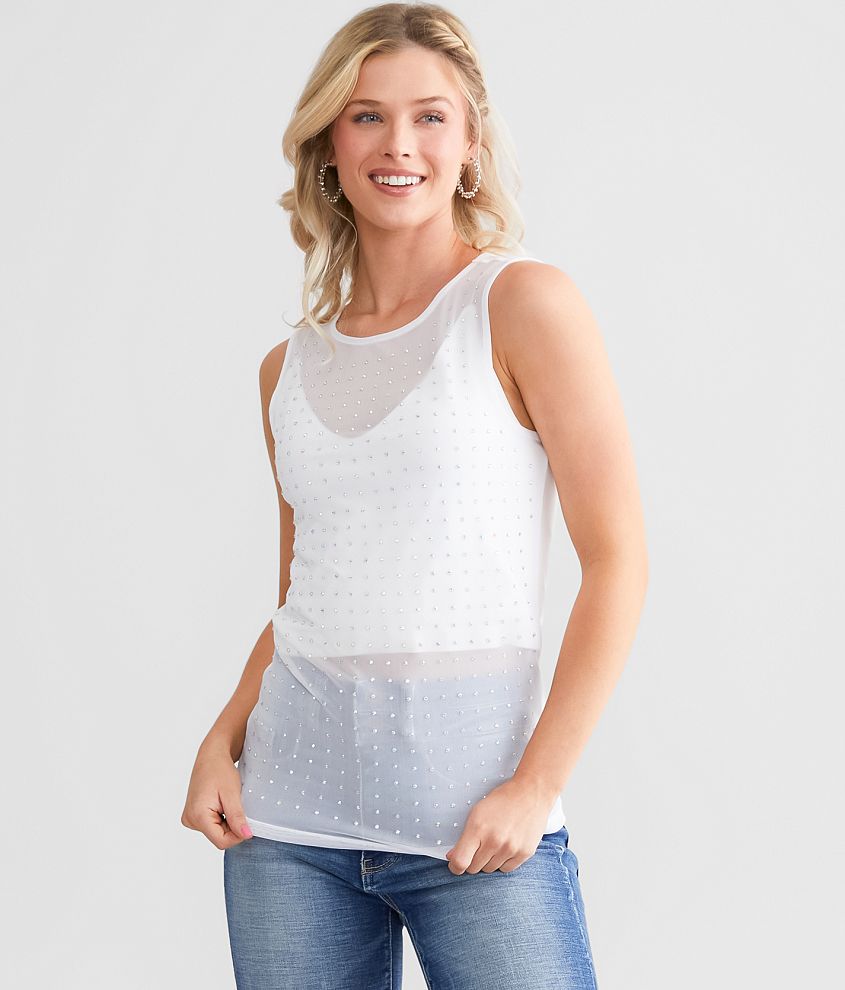 Rhinestone Mesh Cami Top