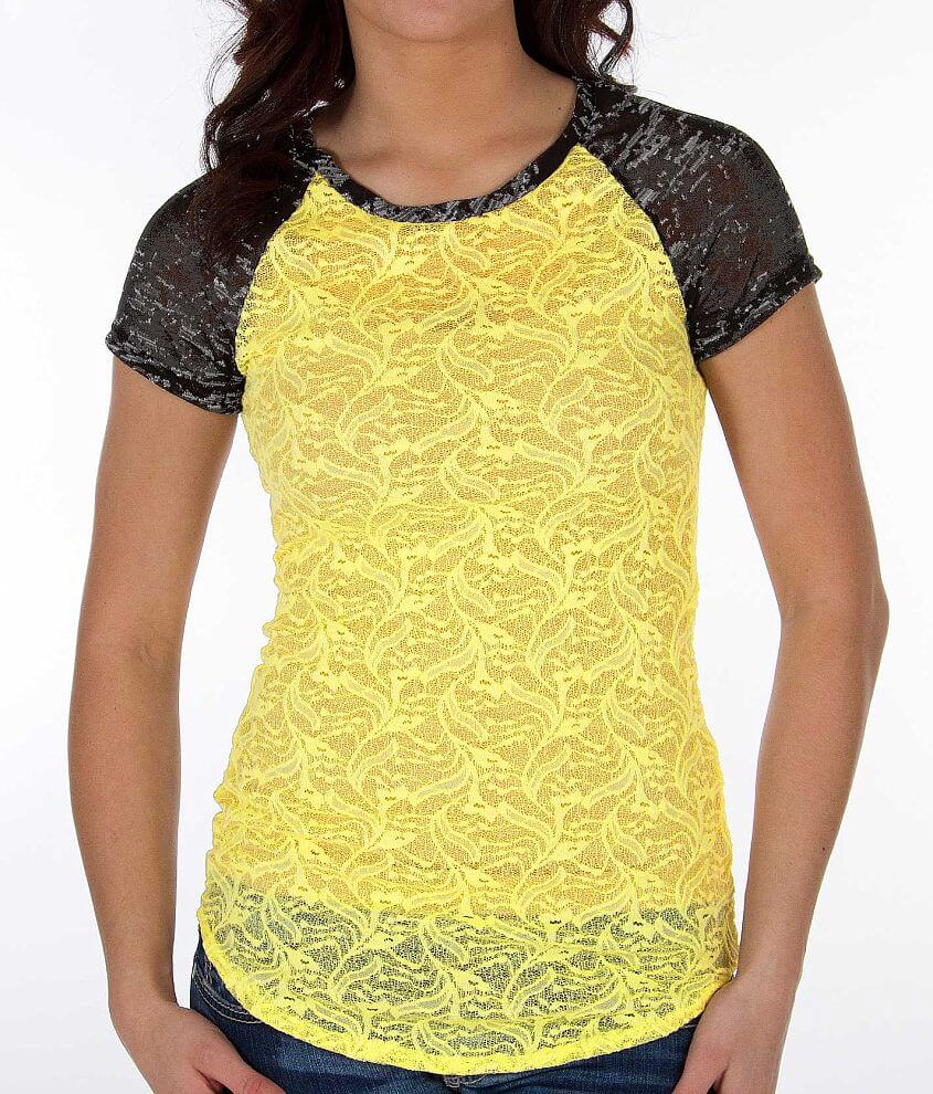 BKE Pieced Lace Top front view