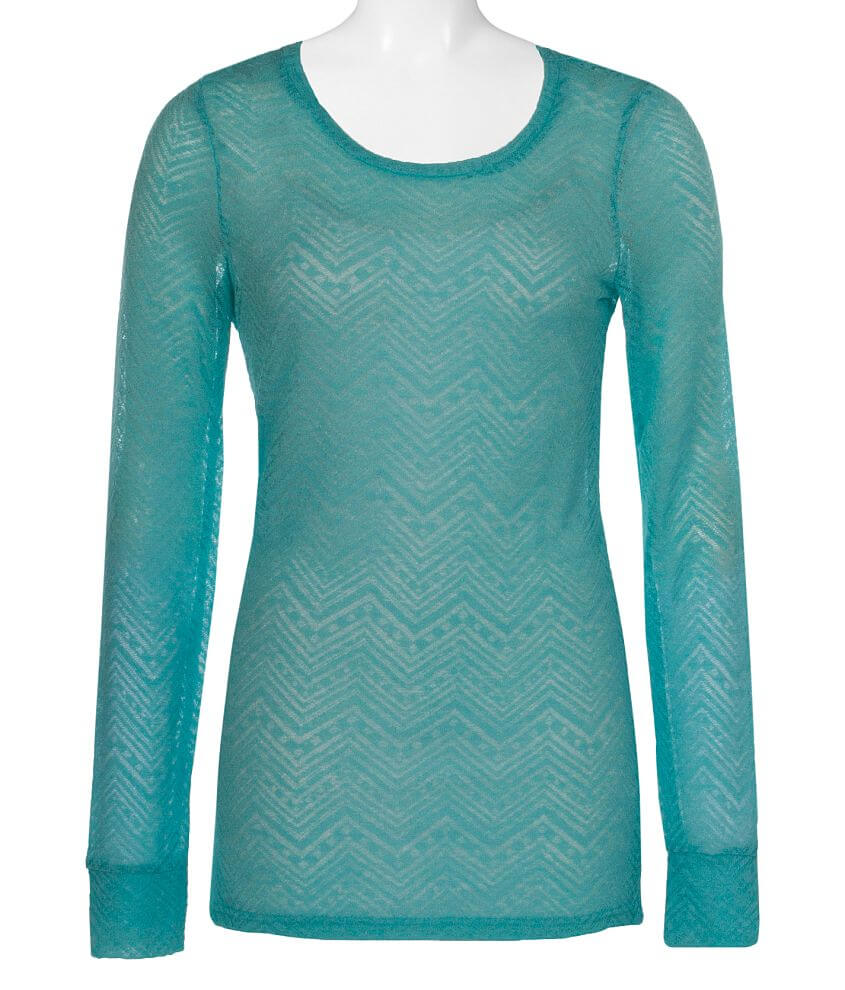 BKE Pointelle Top - Women's Shirts/Blouses in Aqua | Buckle