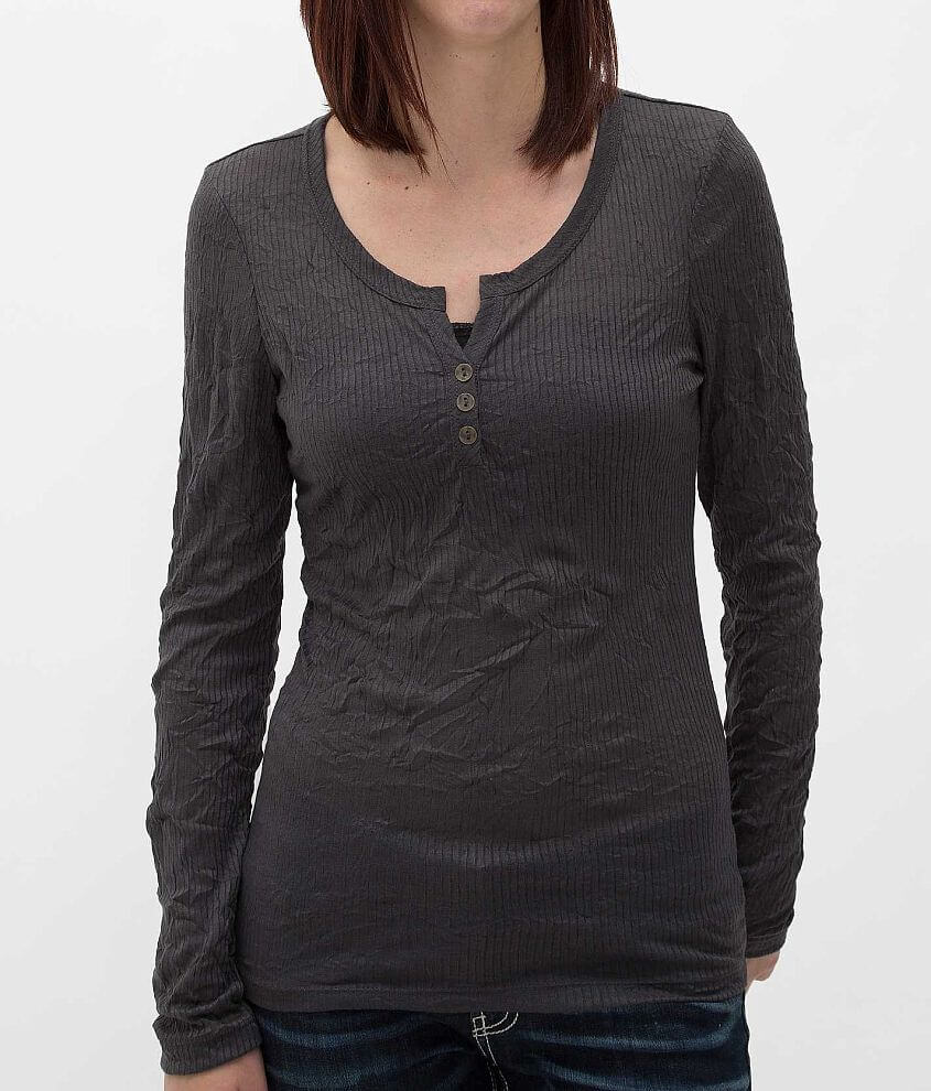 BKE Crinkle Henley Top front view