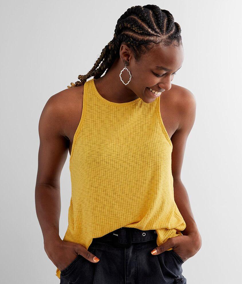 BKE Ribbed High Neck Tank Top front view