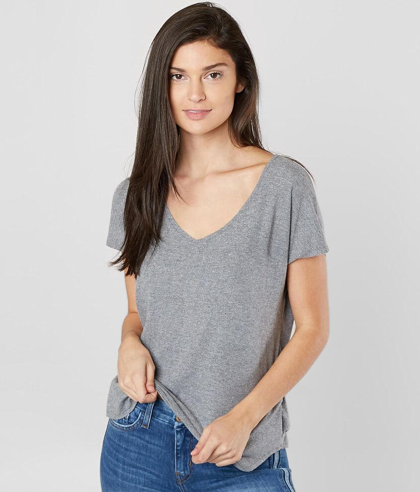 BKE V-Neck T-Shirt - Women's T-Shirts in Heather Grey | Buckle