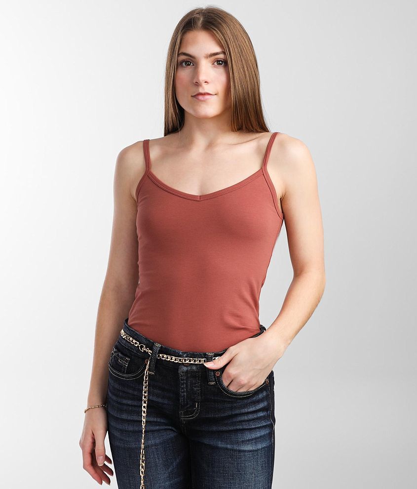 Bke Core X Long Two Way Tank Top Womens Tank Tops In Marsala Buckle 