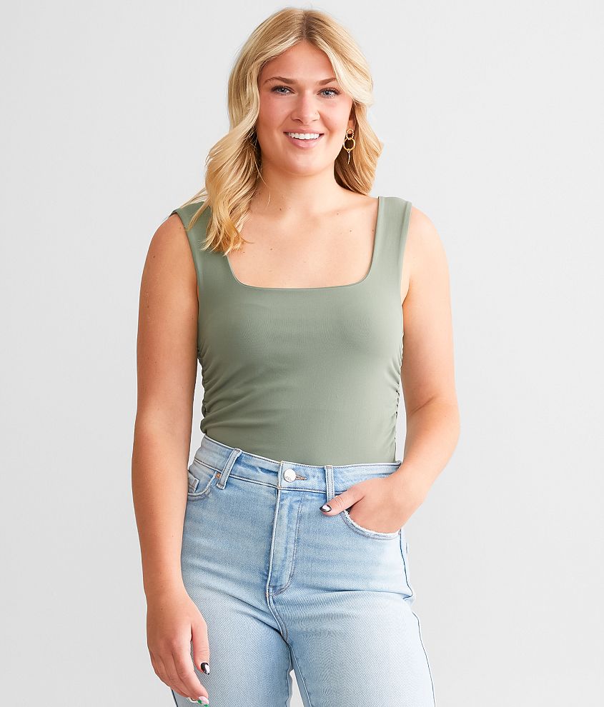 BKE core Ruched Contour Tank Top - Women's Tank Tops in Agave Green