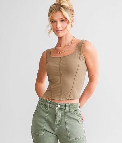 Gilded Intent Fitted Corset Cropped Tank Top front view