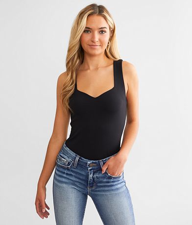 Buckle Black Shaping & Smoothing High Neck Ribbed Tank Top - Women's Tank  Tops in Black