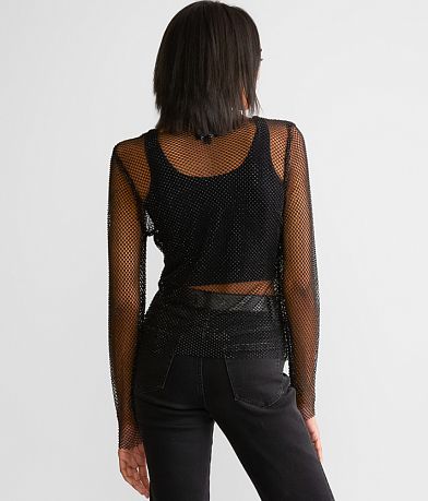Retroluxe Rhinestone Mesh Top back view