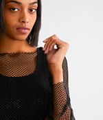 Retroluxe Rhinestone Mesh Top - Women's Shirts & Blouses in