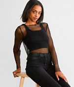 ★REST&RECREATION★ 22 MESH TOP Retroluxe Rhinestone Mesh Top - Women's Shirts & Blouses in