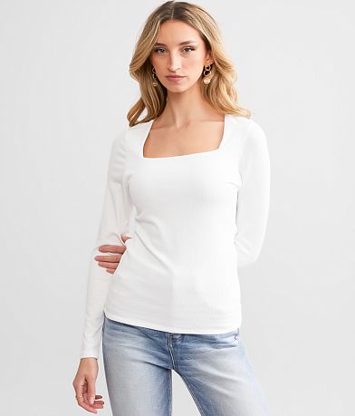 Buckle Black Shaping & Smoothing Ribbed Top front view