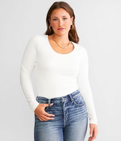 Buckle Black Shaping & Smoothing Ribbed Top front view