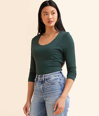 Buckle Black Shaping & Smoothing Ribbed Top front view