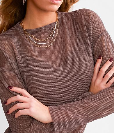 Gilded Intent Metallic Netted Top misc detail 1 view