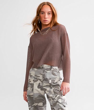 Gilded Intent Metallic Netted Top full right side view