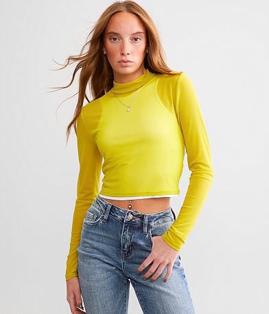 BKEssentials Sheer Mesh Cropped Top front view