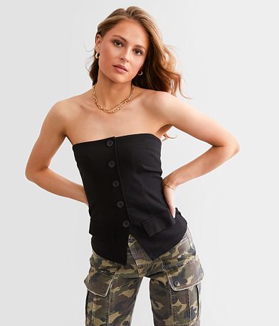 Willow & Root Faux Button Tube Top front view