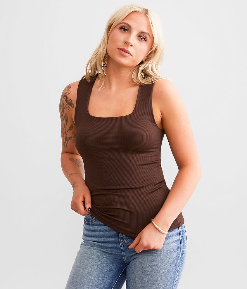 Buckle Black Shaping & Smoothing Ribbed Tank Top - Women's Tank