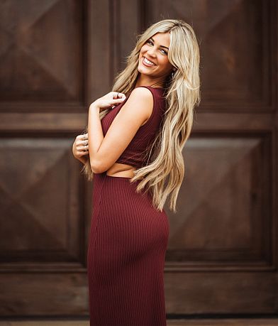 Willow & Root Ribbed Midi Dress front view