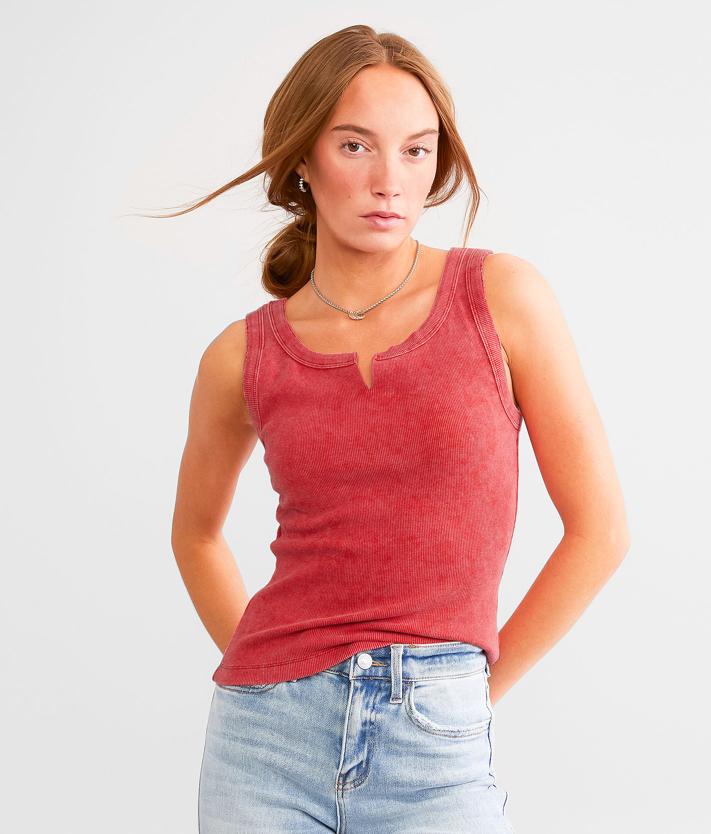 人気ブランド Gilded Intent Washed Notch Neck Tank Top - Women's Tank Tops トップス