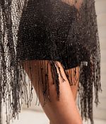 Sterling & Stitch Sequin Mesh Fringe Poncho - One Size Sterling & Stitch Sequin Mesh Fringe Poncho - One Size