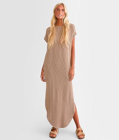 BKE Ribbed Maxi Dress front view