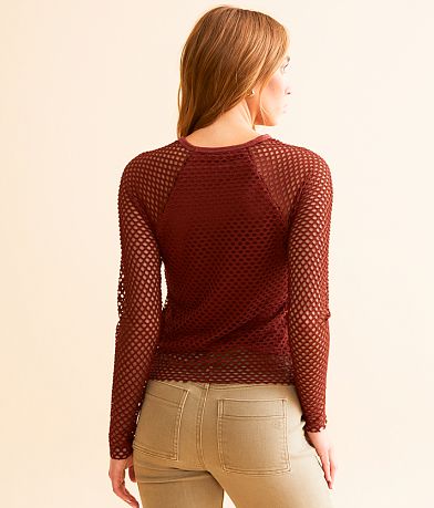 Gilded Intent Raw Edge Fishnet Top back view