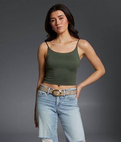 Buckle Black Cropped Shaping & Smoothing Tank Top front view