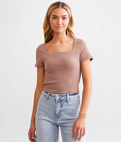 Buckle Black Shaping & Smoothing Cropped Top front view