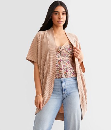BKE Ribbed Cocoon Cardigan front view