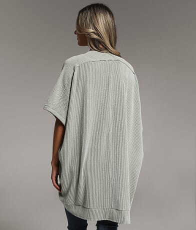 BKE Ribbed Cocoon Cardigan back view