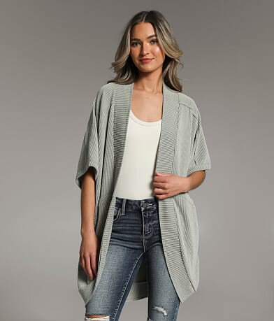 BKE Ribbed Cocoon Cardigan front view
