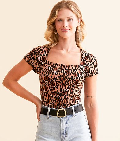 Willow & Root Cheetah Top front view